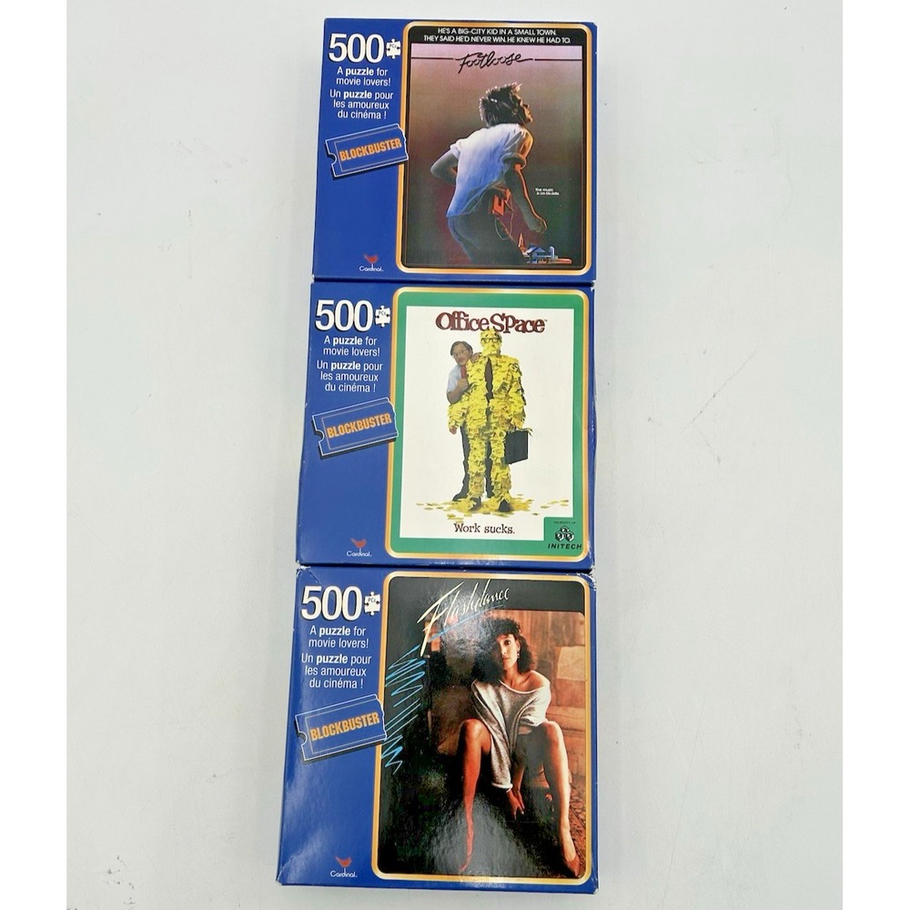 Blockbuster 500 Piece Puzzles Flashdance Footloose Office‎ Space 11x14 Lot Of 3